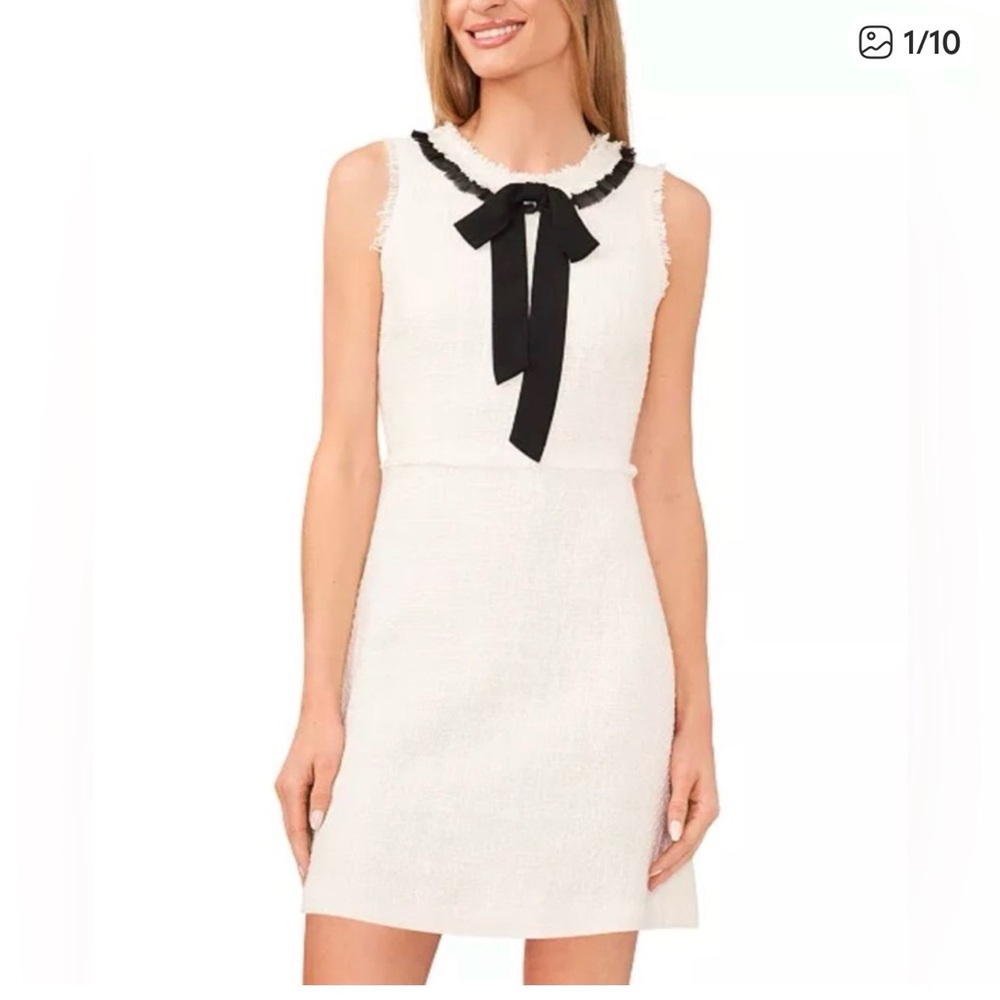 CeCe White Mini Dress with Black Bow